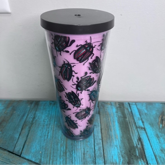 Starbucks Beetle Tumbler Bug Roach Pink Missing Straw HTF Rare Flawed - Picture 5 of 13